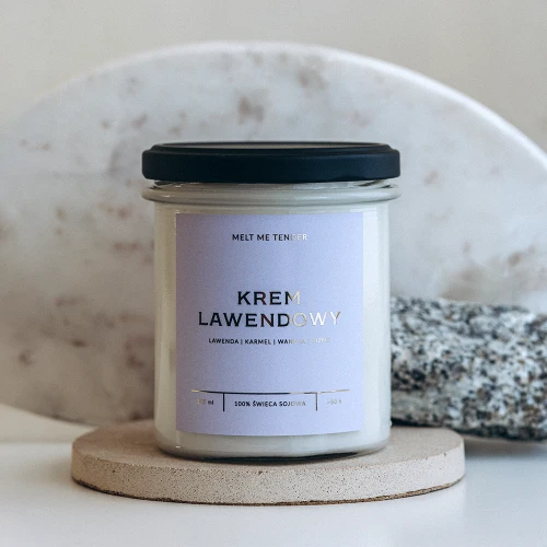 KREM LAWENDOWY - świeca sojowa basic 300 ml