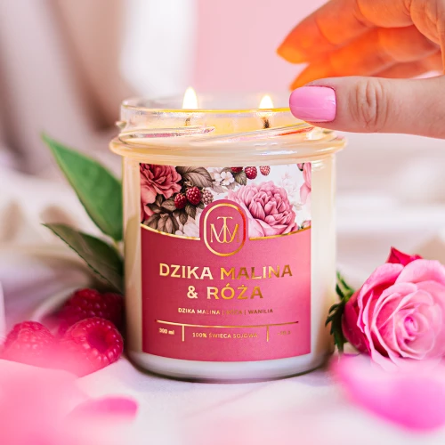 DZIKA MALINA & RÓŻA - świeca sojowa basic 300 ml